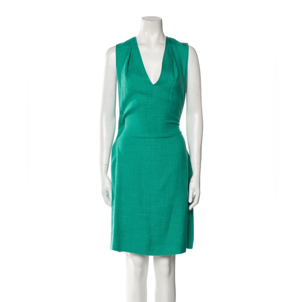 Balenciaga Green Sheath Mini Dress V-Neck Sleeveless size M